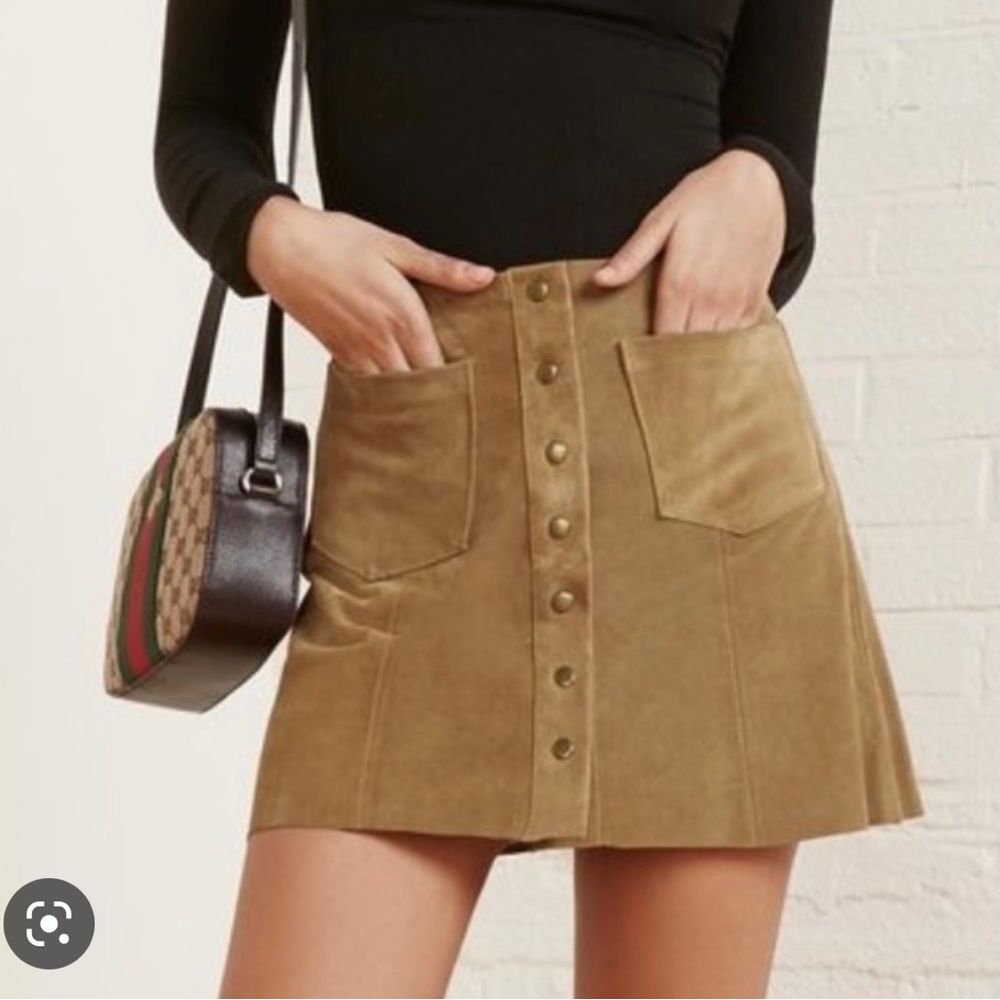 Reformation suede miniskirt